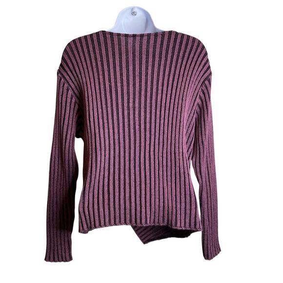 Fiber Arts Women's‎ Purple Asymmetrical Hem Ribbed Knit Sweater Est. Size XL - Picture 2 of 9